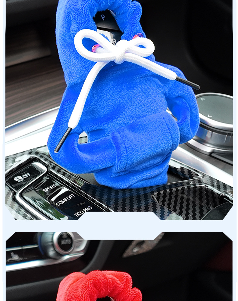 Winter Plush Sweatshirt Car Gear Handle Cover Gear Lever Cover Gear Protection Cover Hooded Clothes Shift Lever