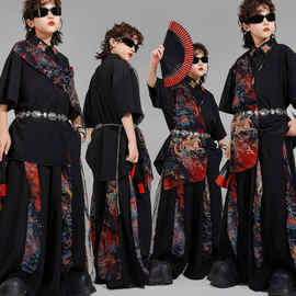 儿童中国风街舞套装男童嘻哈武侠女童新中式少儿hiphop街舞演出服