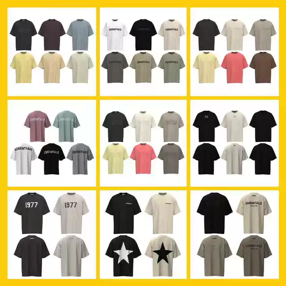 FOG ICON Spring and Summer New Style Double Line Chest Letter High Street Short Sleeve Casual Loose T-shirt for Men and Women Trendy Brand