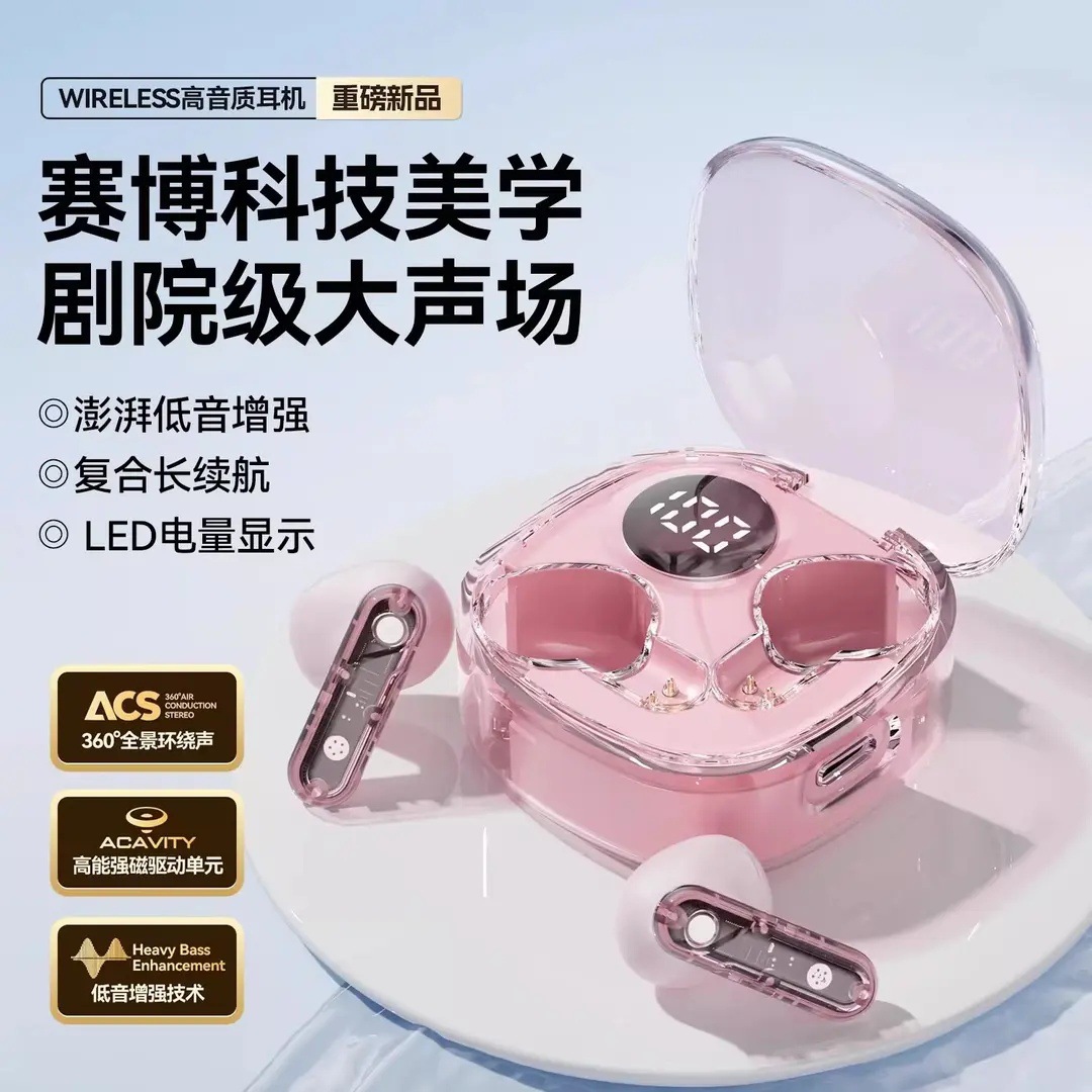 Alta sensación de cámara transparente MAX20 auriculares inalámbricos Bluetooth tipo auriculares de larga duración llamadas de reducción de ruido TWS universal