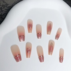 指尖法式巴洛克寶石貓眼穿戴甲魔鏡愛心立體鎏金甜美浪漫粉紫輕奢