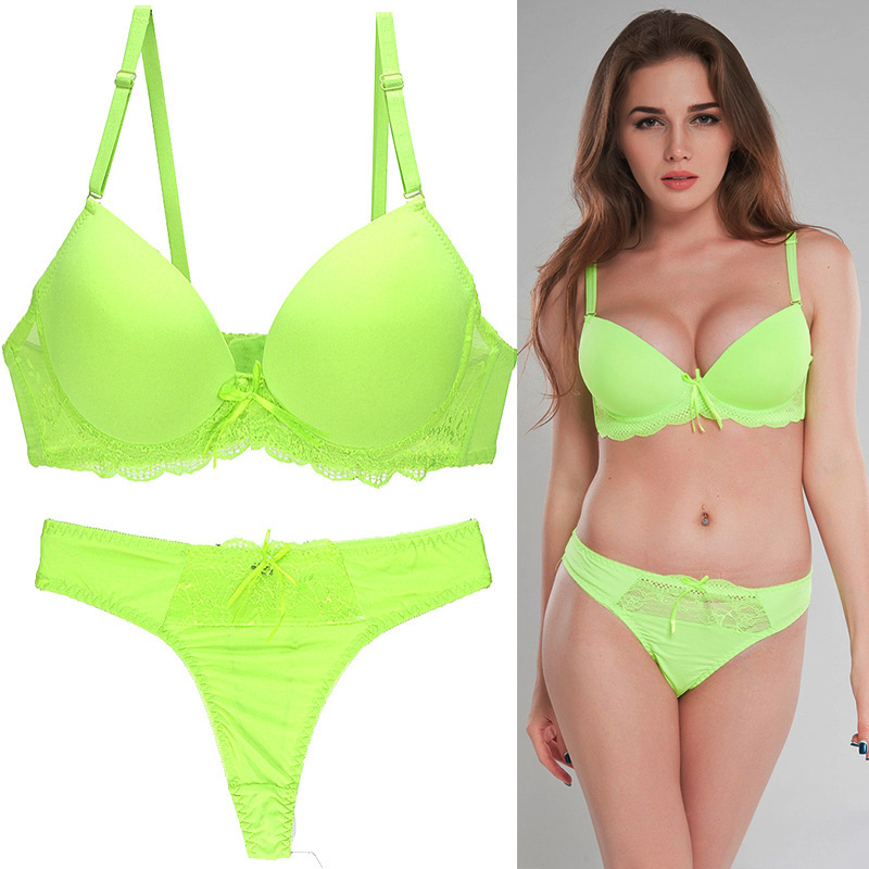 Cross-Border Supply Sexy Bra and Panty Set Lace Printed Color Matching Underwear Large Size Underwear Set Source Manufacturer