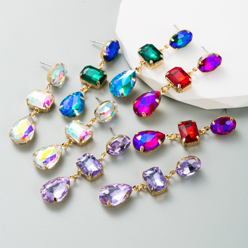 Electroplating Gold Plating Process Fashion Geometric Alloy Rhinestones Women's Earrings 1 Pair