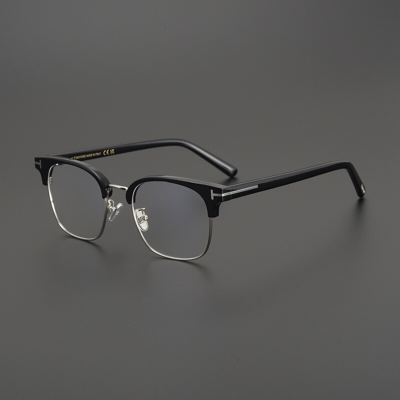 Tom Half-Rim Glasses Frame Tf6001-K Business Style Acetate Metal Non-Prescription Glasses Frame Cross-Border Dropshipping Starting from One Piece