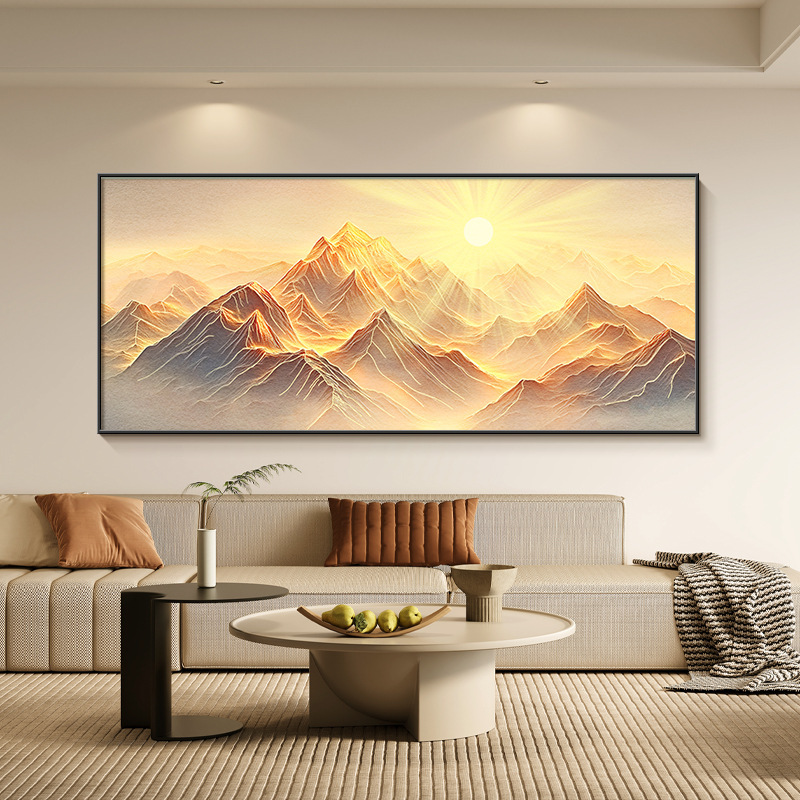 背靠金山客厅装饰画有山无水办公室沙发背景墙挂画轻奢高级感壁画|undefined
