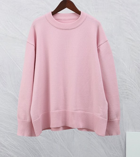 Women's Clothing winter new pink sweet round neck pullover sweater_voghion.com