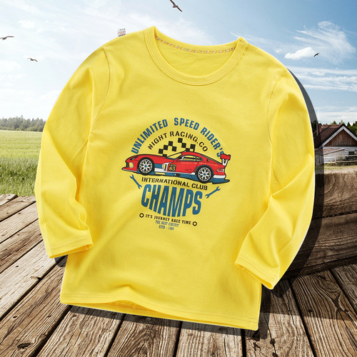 Children's long-sleeved cotton T-shirt, unisex children's autumn basic top