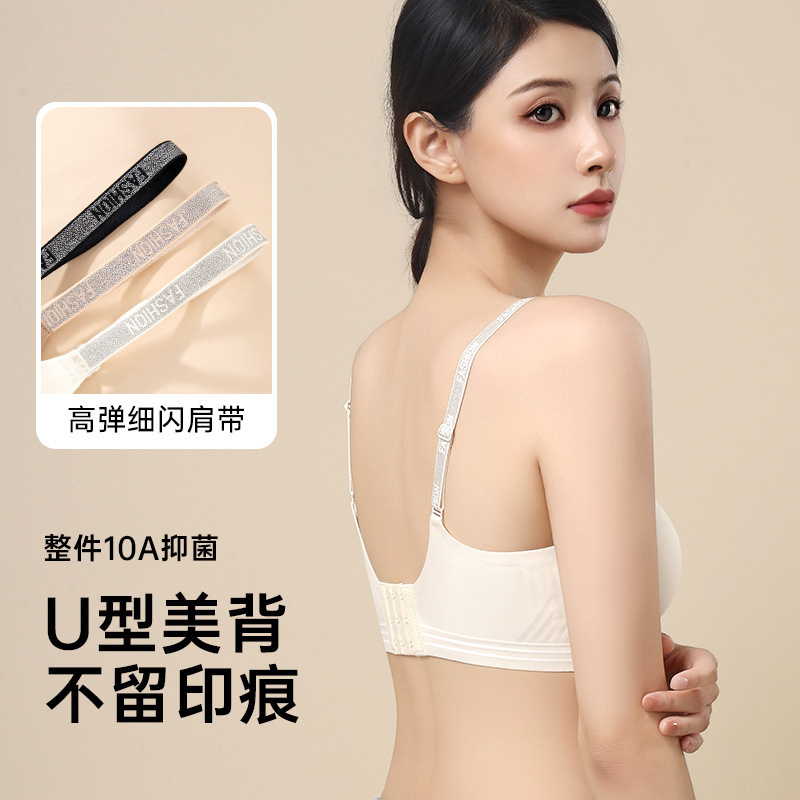 粉底液小胸聚拢显大文胸女 舒适提拉防下垂无钢圈果冻条美背内衣|undefined