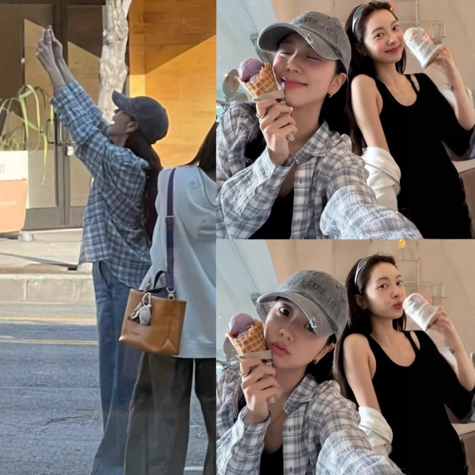 Jisoo Kim Ji-Soo Korean Designer Andneeds Same Style Casual Plaid Loose Long-Sleeved Shirt Top for Women