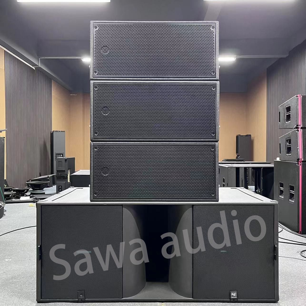 Sistema de sonido para instalaciones en hoteles y conferencias interiores, con barra de altavoces profesionales de doble 10 pulgadas para exteriores, con arreglo lineal para escenarios.