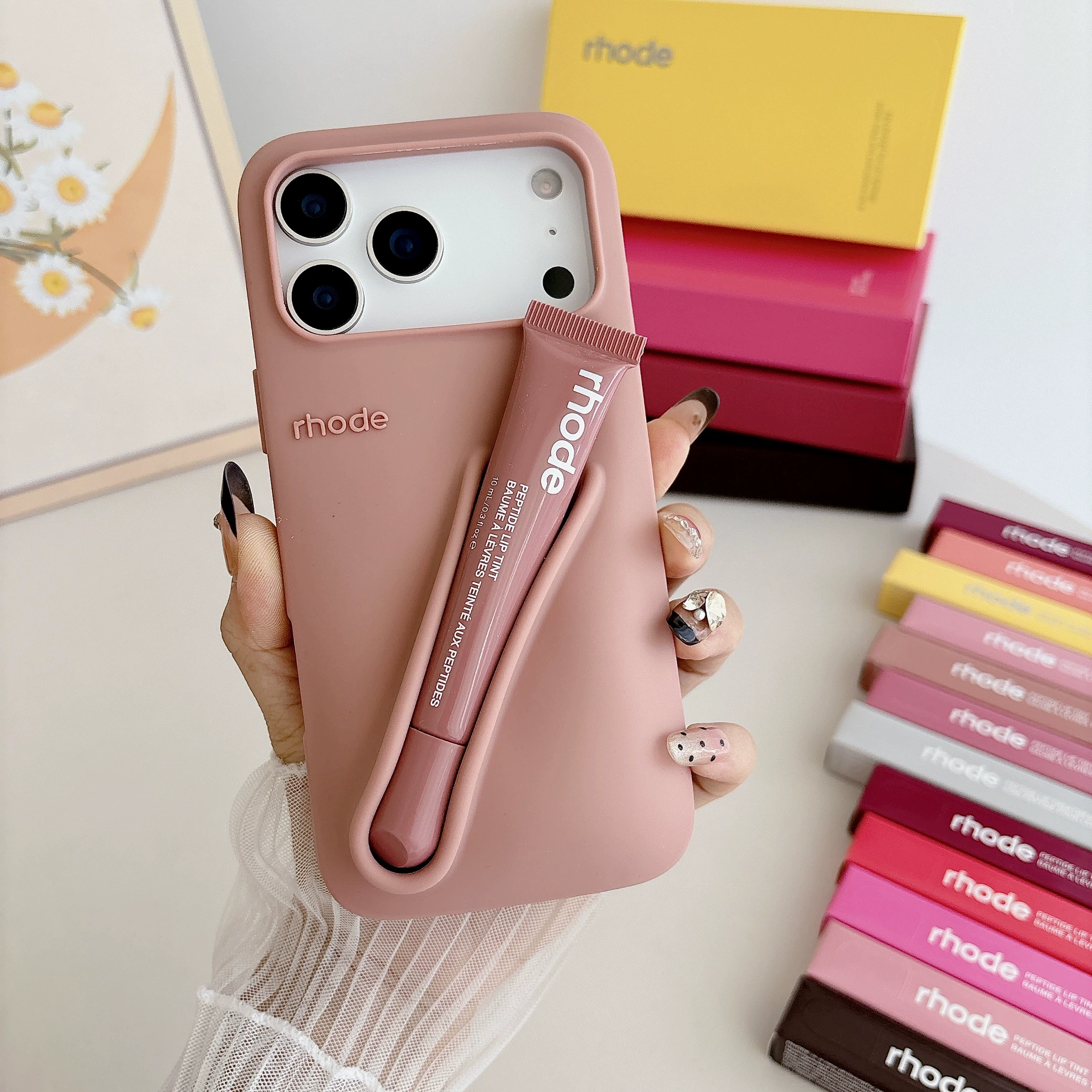 Яблоко, помада, блеск для губ, iPhone 14, трехмерный силиконовый чехол для телефона, iphone