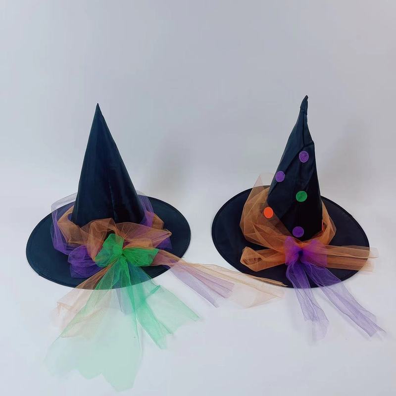 新型ハロウィーン黒魔女帽オックスフォード布魔女帽子パーティーパーティー祭りの角魔女帽子卸売り|undefined