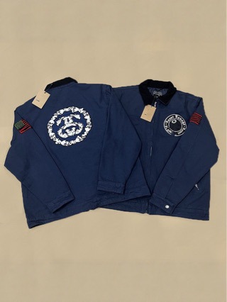 Stussy联名款刺绣夹克男春秋季新款外套男女同款翻领棉服潮流加棉