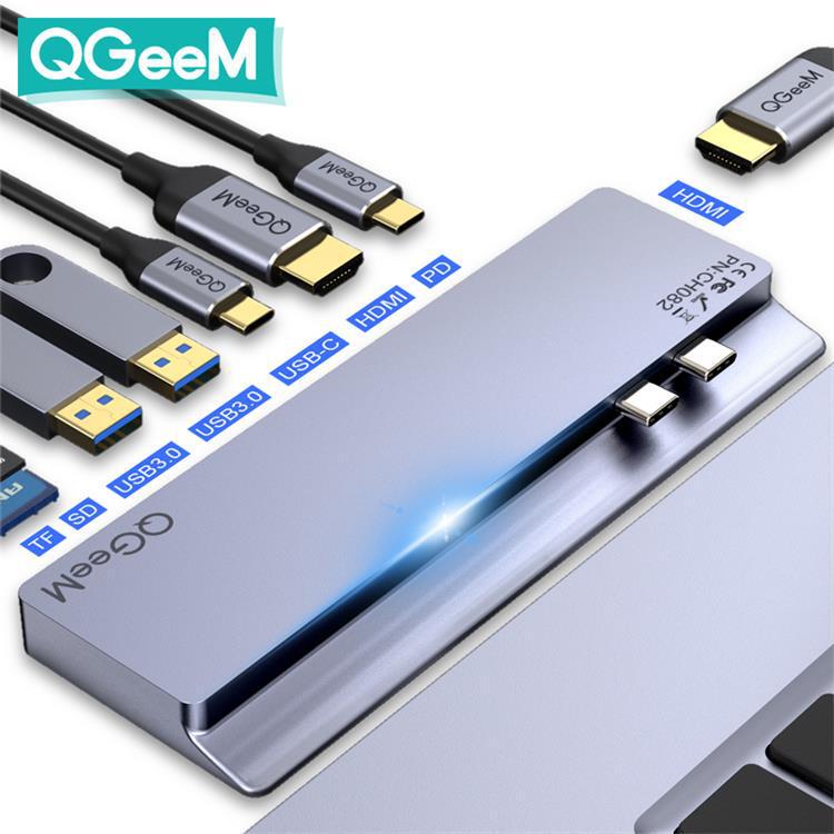 Qgeem8 All-In-One Type-C Docking Station Hub Is Compatible with MacBook Pro 2016 and Above with 8 USB Ports