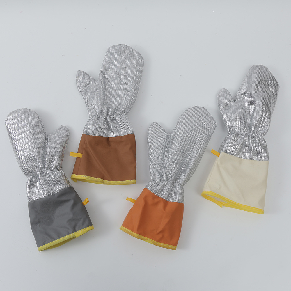 New Leather Silver Wire Dishwashing Gloves, Kitchen Cleaning Magic Tool, Cleaning Gloves That Don'T Damage Pots, Steel Wire Cleaning Cloth