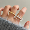 Tide, adjustable ring, simple and elegant design, 2024 years, on index finger, Japanese and Korean