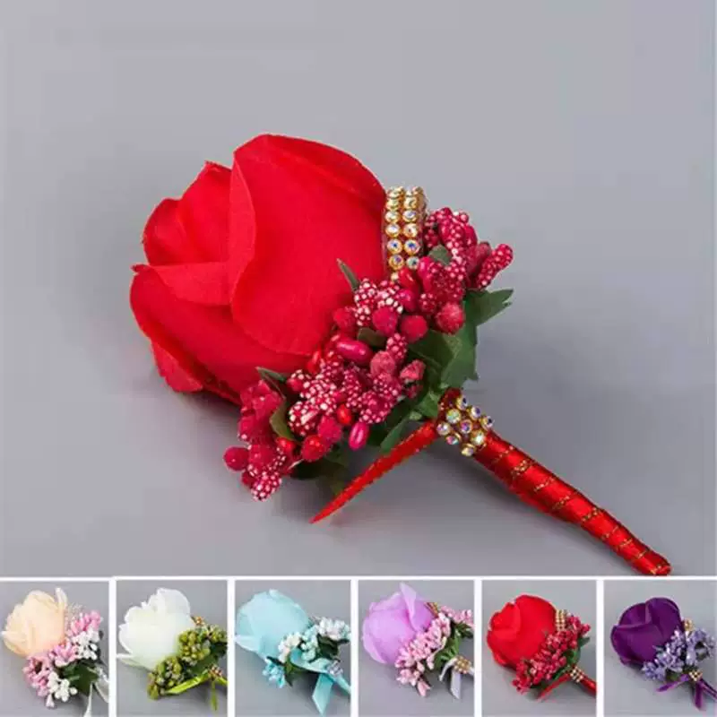 Свадебные украшения Искусственный цветок Роза Корсаж невесты и жениха Брошь булавка AliExpress Amazon Большая распродажа корсаж