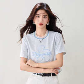 G1064小众设计感上衣精品女装修身走量套头色短袖T恤女2026年夏季