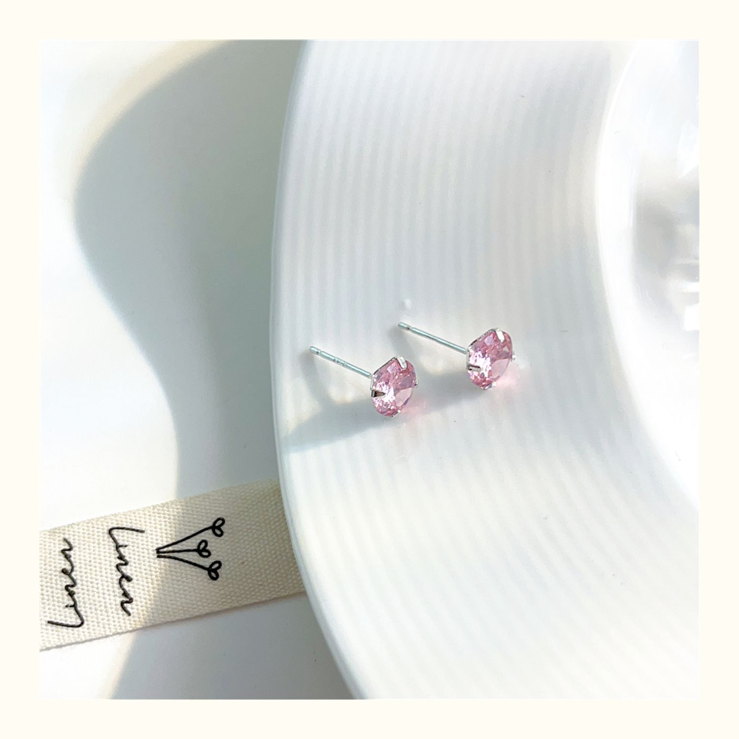 S925 Sterling Silver Needle Pink Diamond Stud Earrings Female Compact Mini 3a Grade Zircon Ear Bone Stud Sleeping No Need To Take Off Ear-caring Earrings display picture 5