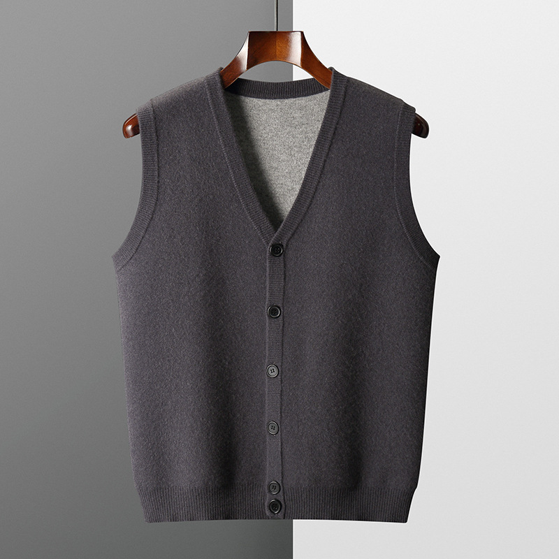 Demi-season cashmere solid color vest sleevless