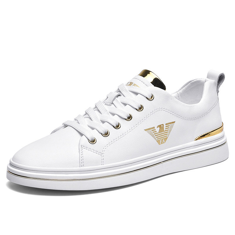 Giày sneaker nam da thật thoáng khí, đế bệt cổ thấp, dáng thời trang — FA2800 màu trắng, FA2800 màu đen, K2800 trắng, K2800 đen