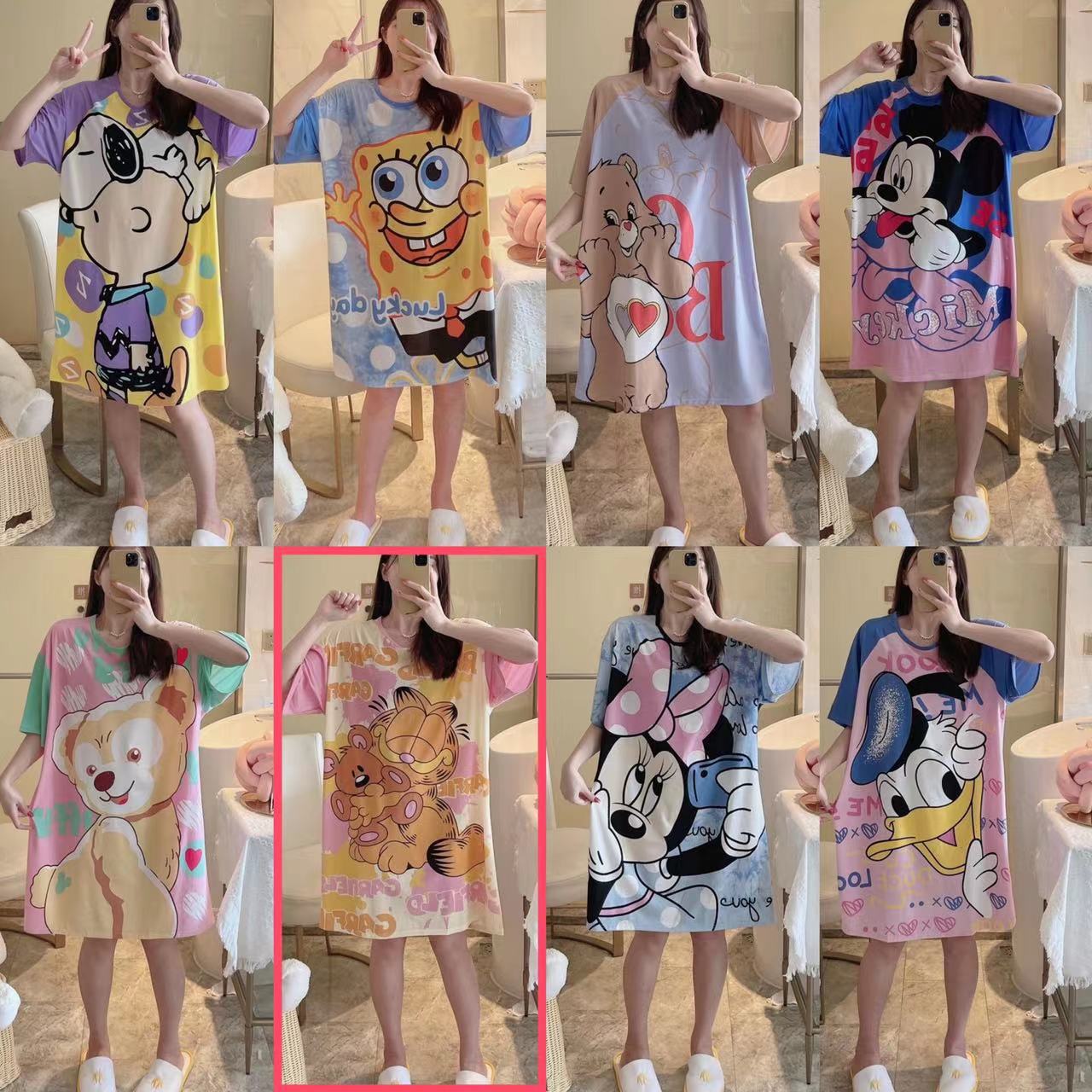 Una variedad de 2023 verano Comercio exterior falda cultural de manga corta suelta grasa más tamaño camisón de dibujos animados ropa para el hogar ventas directas de la fábrica