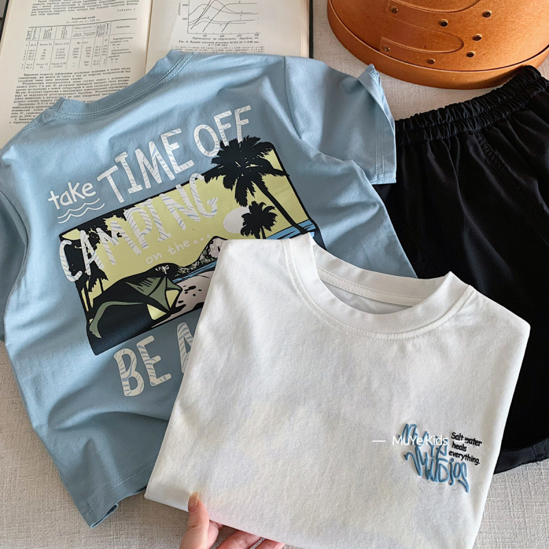 Muye Children's Summer Short-Sleeve T-Shirt, Huzhou Zhili Children's Clothing, Stylish Versatile Top for Babies, Trendy Boys' and Girls' Clothing