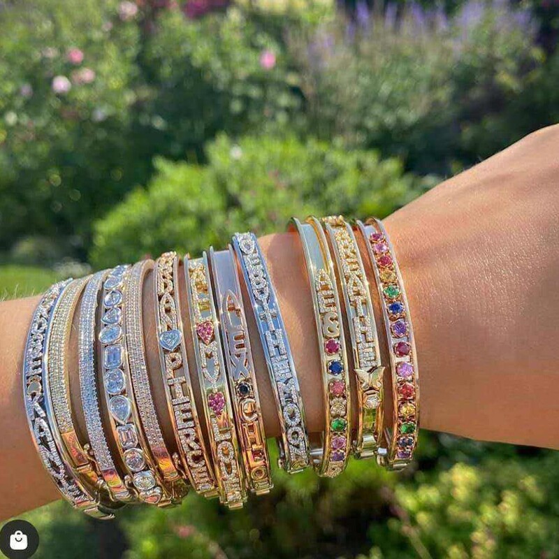 Cross-Border Hot-Selling European and American Fashion Personalized Bracelet with Sliding Zircon Letter Birthstone Accessories DIY Bracelet