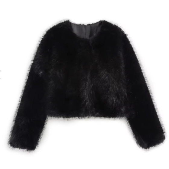 Cross-border European and American Women's AliExpress Explosions Artificial Fur Coat Effect Short Jacket Coat Celebrity Style