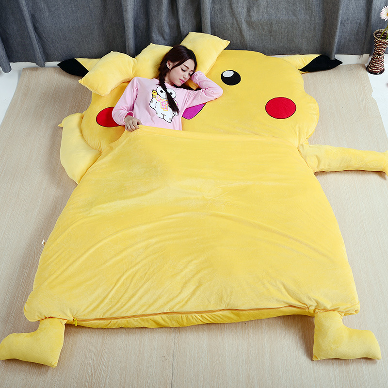 顺绮利可爱卡通公仔皮卡丘毛绒床睡垫懒人沙发榻榻米睡袋床垫龙猫