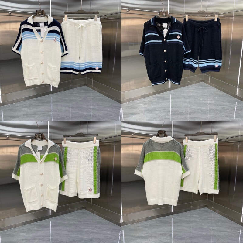 Summer Foreign Trade Cross-Border Ca Kasa Men's Casual Sports Suit Knitted Wool Sweater with Hollow Buttons, Unisex Style