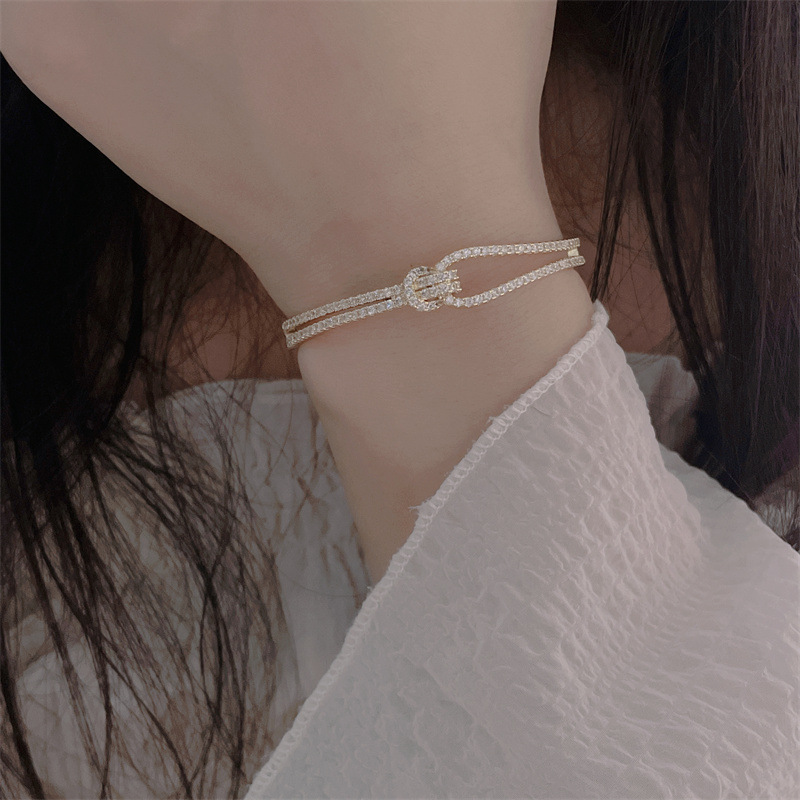 Fashionable Open-Cuff Full-Diamond Bracelet Image 3