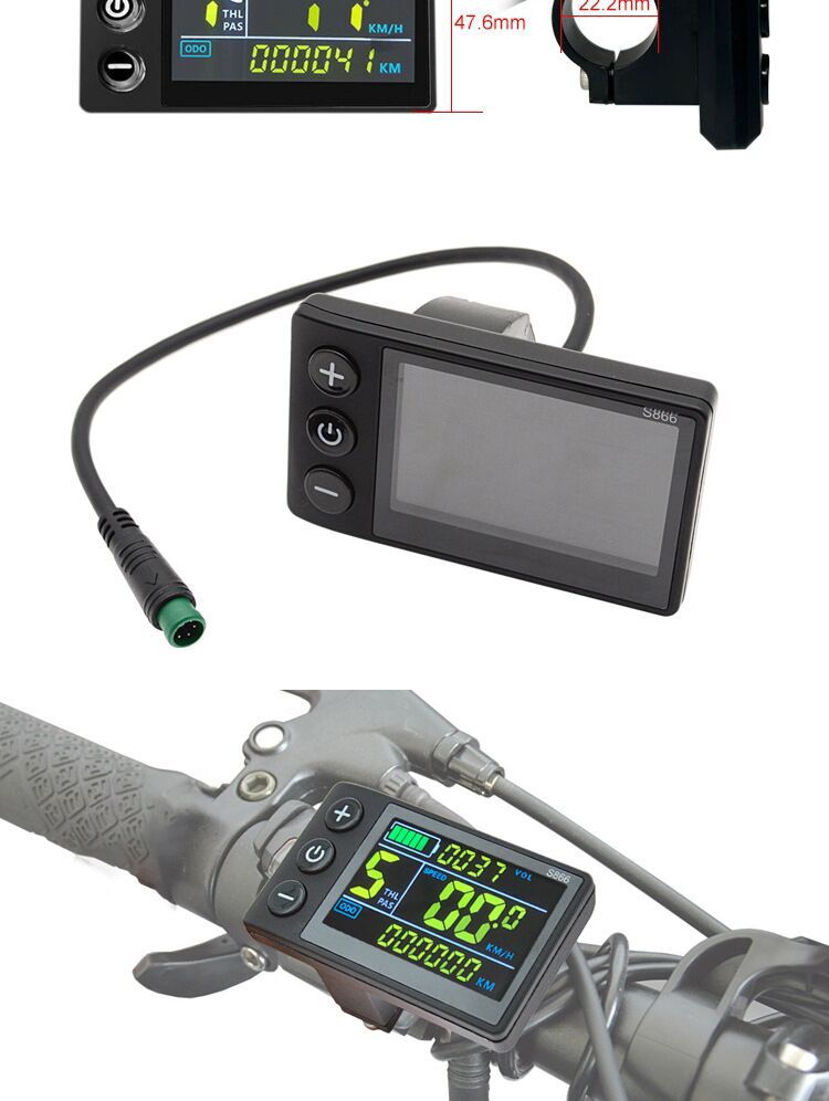 Electric Vehicle Accessories Mountain Bike Lithium Battery Lcd-S866 Electric Vehicle Instrument Scooter Lcd Color Screen Instrument Waterproof