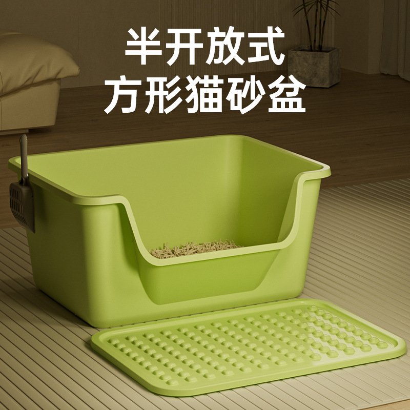 Basca de arena para gatos extra grande abierta anti-spillado exterior inodoro para gatos extra grande basca de arena para gatos semicerrada artículos para mascotas