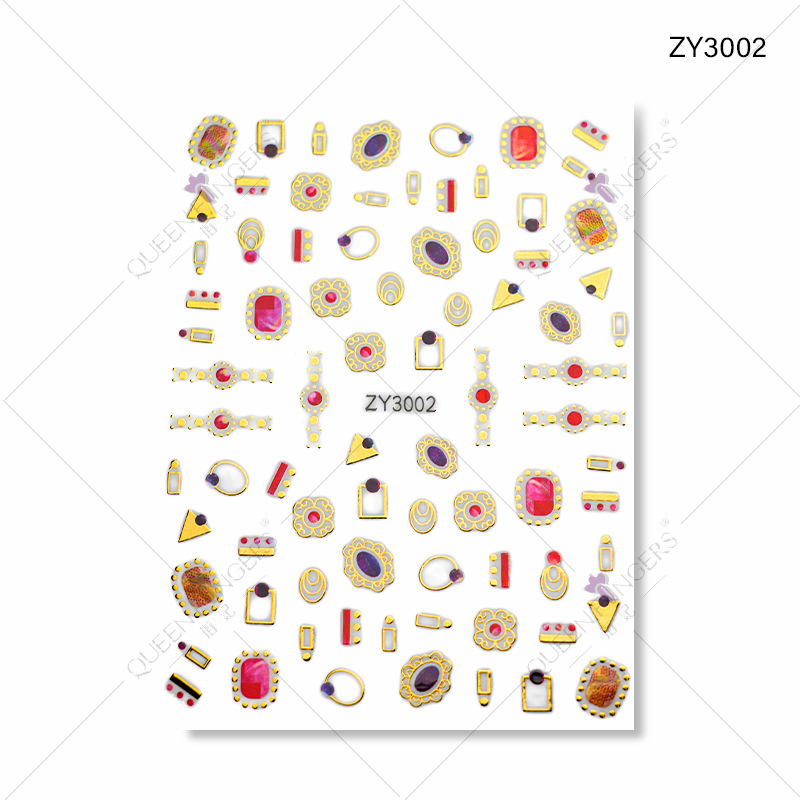 Concubina joyería de uñas geométrico universo planeta gilding DIY pegatinas de uñas Moon Gem 3D pegatinas de uñas adhesivas