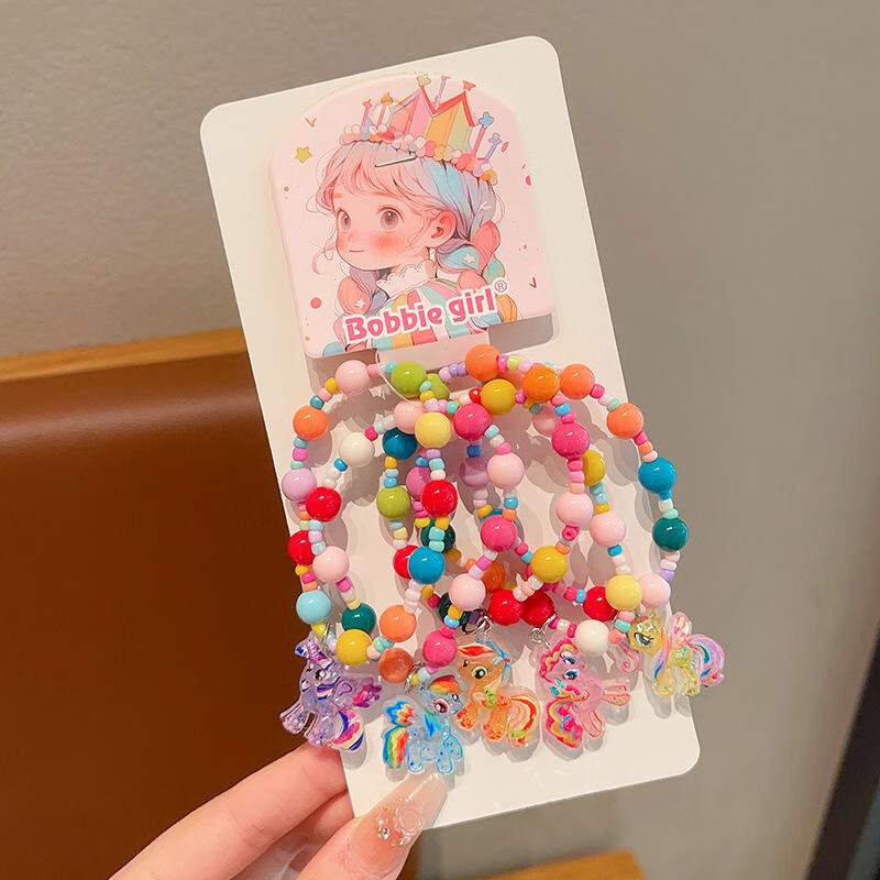 子供のヘアアクセサリーかわいい漫画クロメビーズブレスレット女の子ブレスレット 2025 新しい女の子ジュエリーブレスレット|undefined