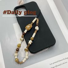 原创自制ins陶瓷小熊手机链ccd相机串珠手机挂绳拍立得项链