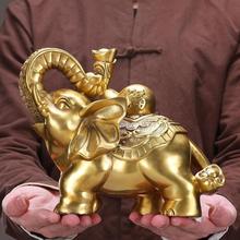 RH纯铜大象摆件一对如意葫芦吸水象客厅酒柜装饰品店铺开业礼品