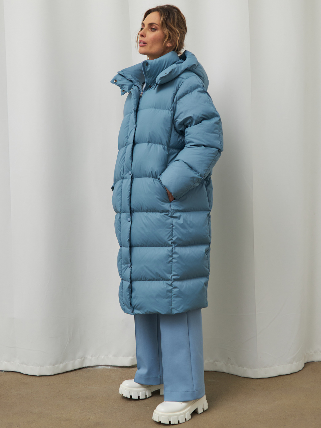 Dames lange donsjas met capuchon warme winterjas_voghion.com