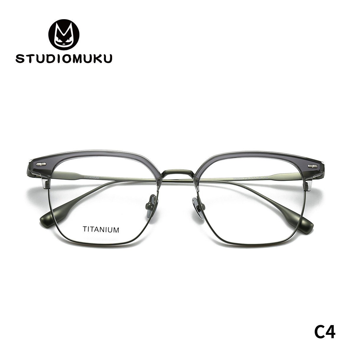 STUDIOMUKU gafas de diseño minimalista de marcos de cejas, diseño de contraste, estilo de ojos retro