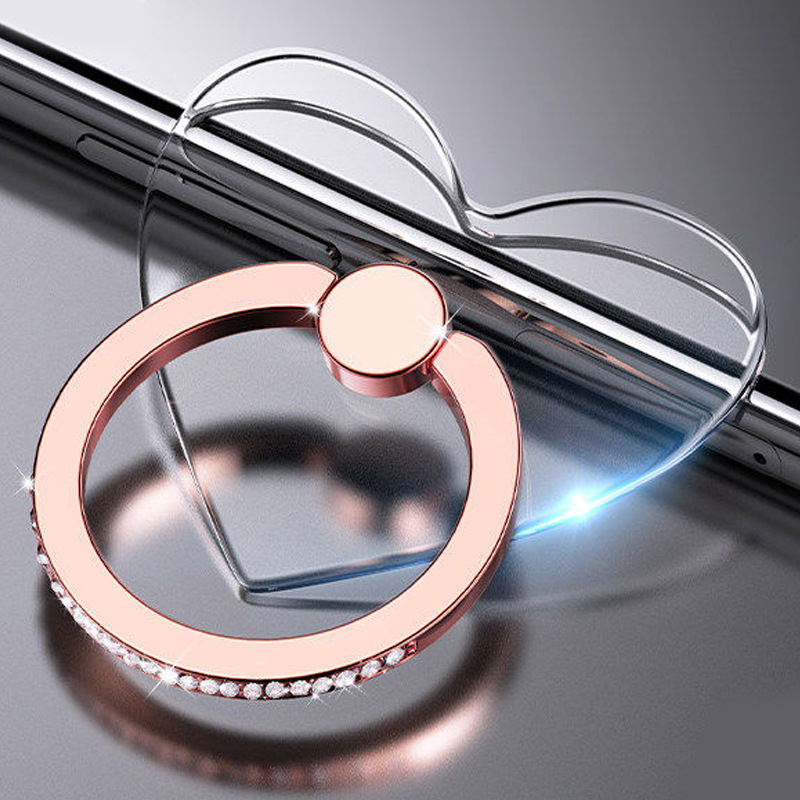 Transparent Diamond-Encrusted Women's Phone Ring Holder Stand, a Creative Gadget for Watching Shows, Finger Ring Holder for Handheld Use