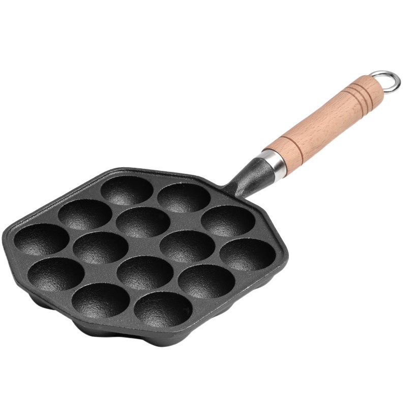 Pequeña Felicidad de hierro fundido pulpo pequeñas bolas máquina de hogar para hornear pan sin recubrimiento antiadherente molde de huevo de codorniz olla de huevo sin sentido