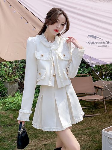 Xiao Xiangfeng Suit Qianjin Unique Dress Autumn Super Beautiful Small Dress Pleated Skirt Two-piece Set