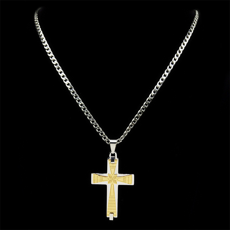Casual Occasion Simple Style Cross 304 Stainless Steel Plating Unisex Pendant Necklace