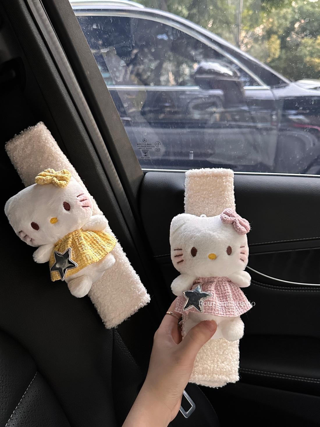 Car tissue box, cute kitty cat tissue bag, girly style, high aesthetic car tissue bag