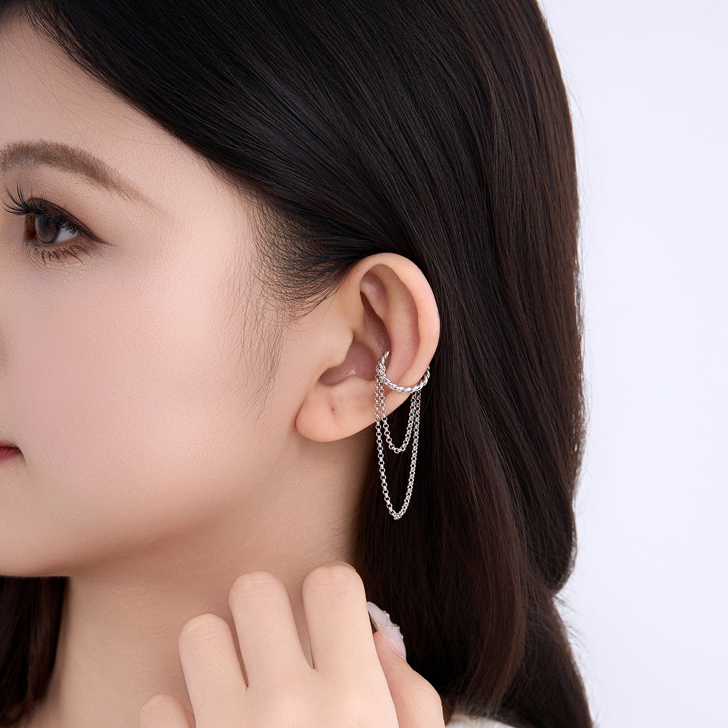 Xuping lengüetas de doble cadena de orejas colgantes de nicho dulce personalidad fría viento sin agujeros de orejas se puede usar auriculares mayoristas