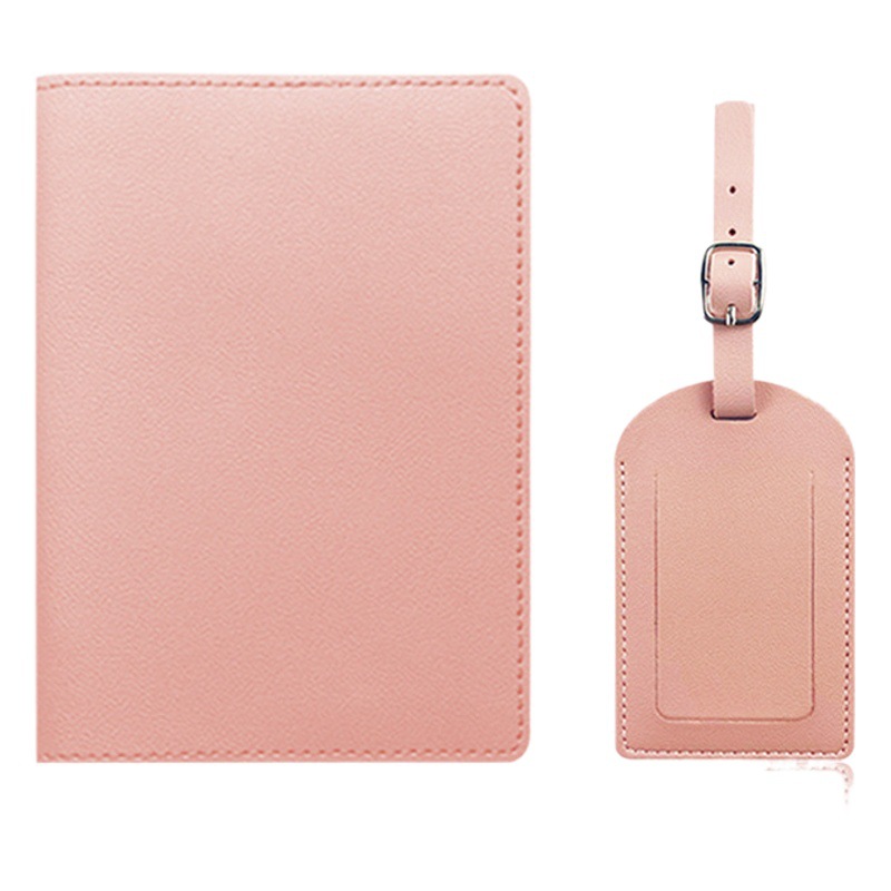 Cross-border in stock multi-color thick pu leather customizable LOGO passport holder passport cover with paper card luggage tag suit