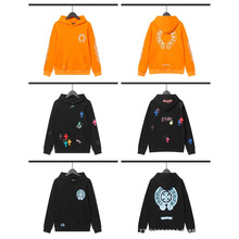 24跨境高品质克罗伈CH秋冬美式潮牌梵文十字架连帽卫衣宽松男女款