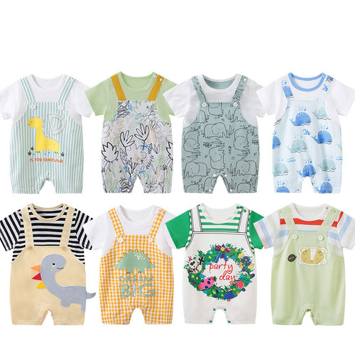 Baby clothes summer children's clothing newborn two-piece harness short crawl suit cartoon trendy baby onesie