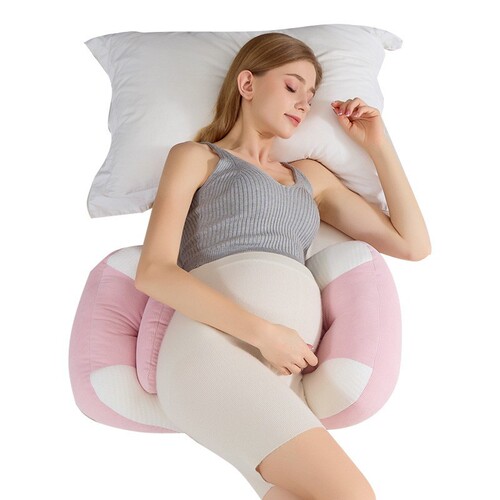Cross-border splicing pregnant woman waist support side sleep pillow pregnancy sleeping side lying belly cushion pillow hugging cushion backrest manufacturer U-shaped
